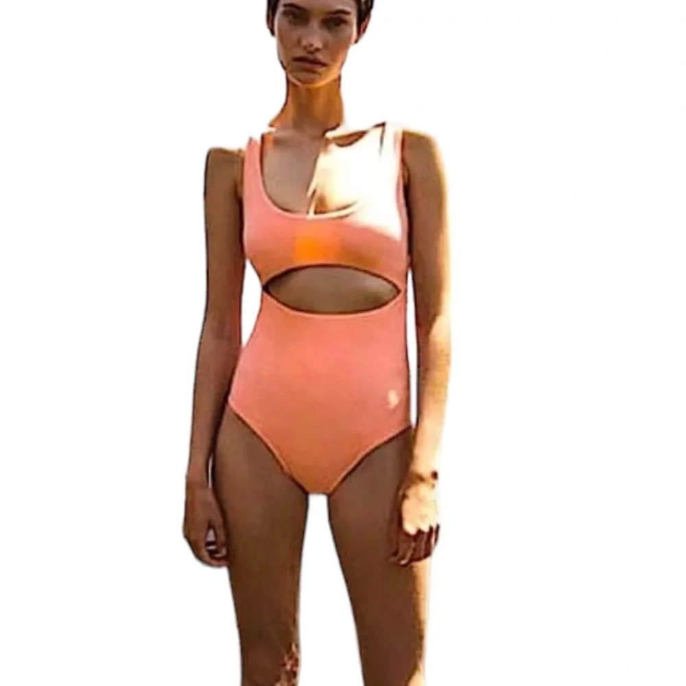 ZARA: NWT Cutout One Piece Swimsuit Orange -Size Small